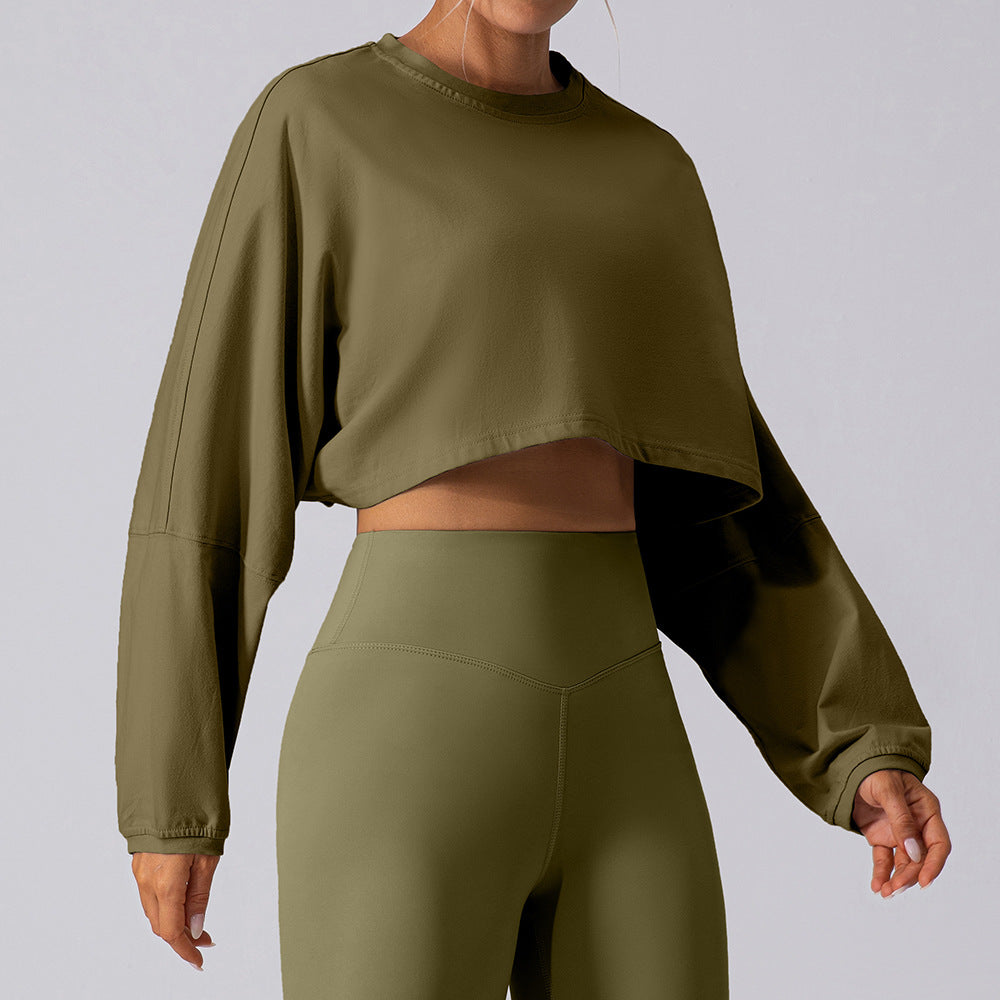 Women's New Fashion Joker T-shirt Sports Short Bottoming Shirt Yoga Running Loose Long-sleeved Shirt